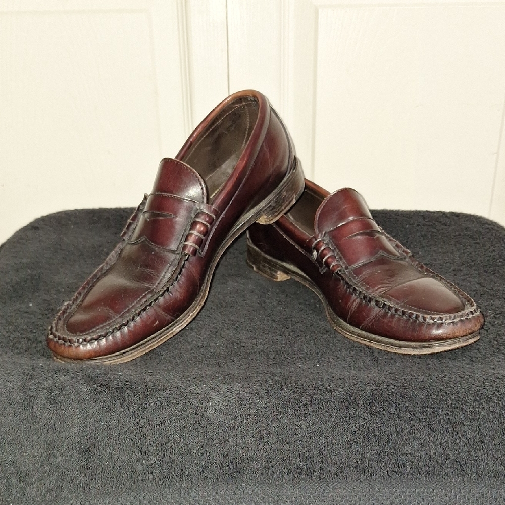 Whippet Wright Classic Brown Leather Penny Loafers-10 Hand Sewn